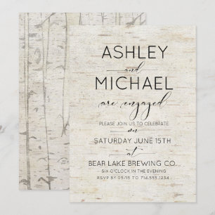 Invitation Rustic Birk Typography Partie d'engagement
