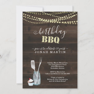 Invitation Rustic Birthday Party BBQ