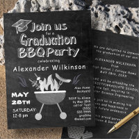 Rustic Black Chalkboard Fun Graduation BBQ Party