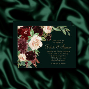 Invitation Rustic Bloom Florale Terracotta et Marsala Rouge