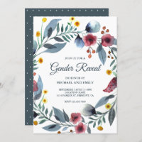 Rustic Blue and Pink Floral Wreath Gender Reveal