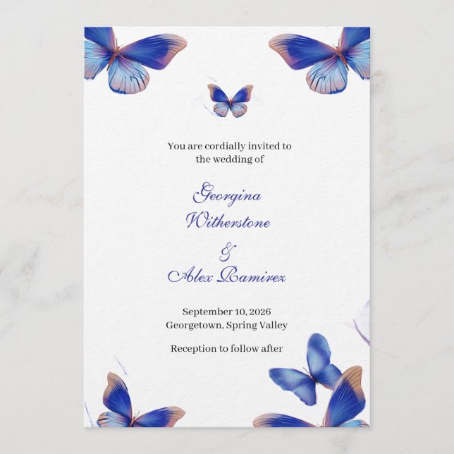 Invitation Rustic Blue Editable Photo Wedding Invite (Devant)