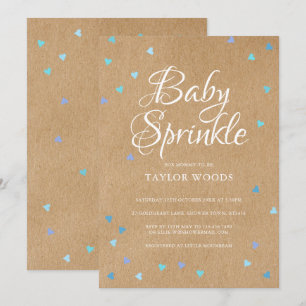 Invitation Rustic Blue Love Hearts Baby Boy Sprinkle
