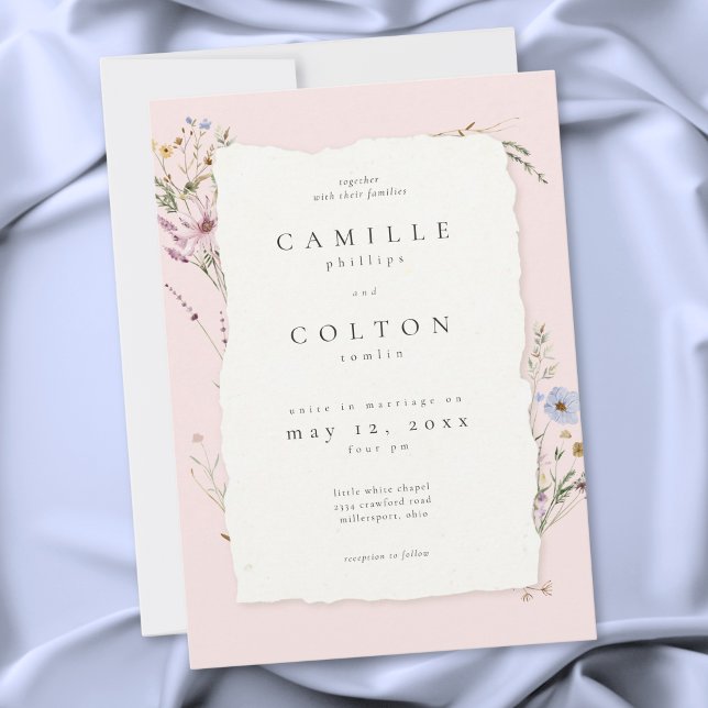 Invitation Rustic Blush Pink Romantic Wildflower Wedding (Rustic Blush Pink Romantic Wildflower Wedding Invitation)