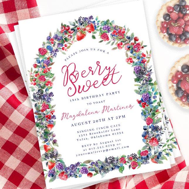 Invitation Rustic Boho Berry Arch Été 18e anniversaire (Créateur téléchargé)