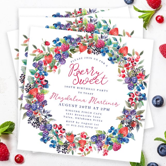 Invitation Rustic Boho Berry Sweet été 100e anniversaire (Créateur téléchargé)