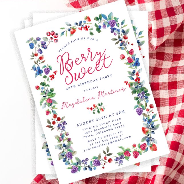Invitation Rustic Boho Berry Sweet été 40e anniversaire (Créateur téléchargé)