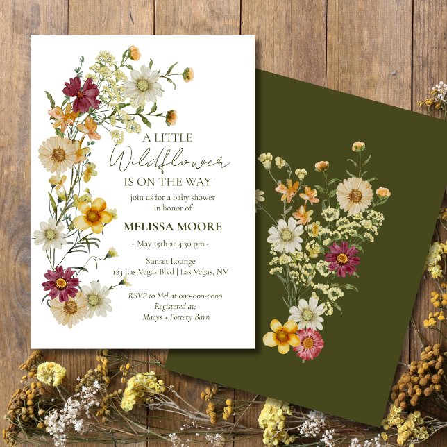 Invitation Rustic Boho Sage Green Wildflower Baby Shower (Créateur téléchargé)