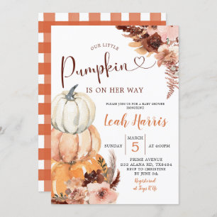 Invitation Rustic Boho Un petit Citrouille est en route Invit