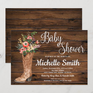 Invitation Rustic Boot Country Bride Baby shower occidental