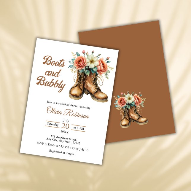 Invitation Rustic Boots and Bubbly Western Bridal Shower  (Rustic Boots and Bubbly Western Bridal Shower Invitation )