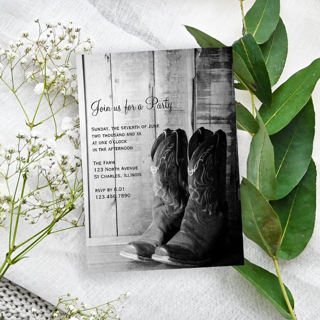 Invitation Rustic Boots Country et Western General Party (Créateur téléchargé)