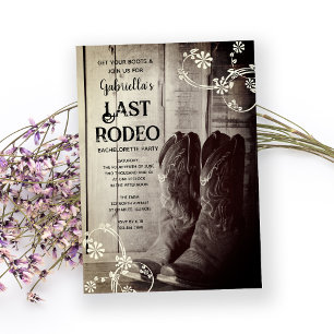 Invitation Rustic Boots Dernier Rodéo Western Bachelorette Pa