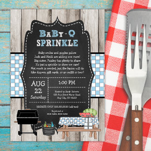 Invitation Rustic Boy Baby Q Sprinkle, baby shower barbecue