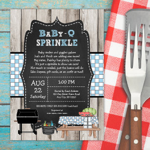 Invitation Rustic Boy Baby Q Sprinkle, baby shower barbecue