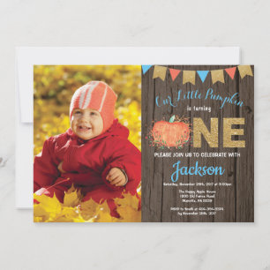 Invitation Rustic Boy Citrouille Automne Anniversaire Invitat