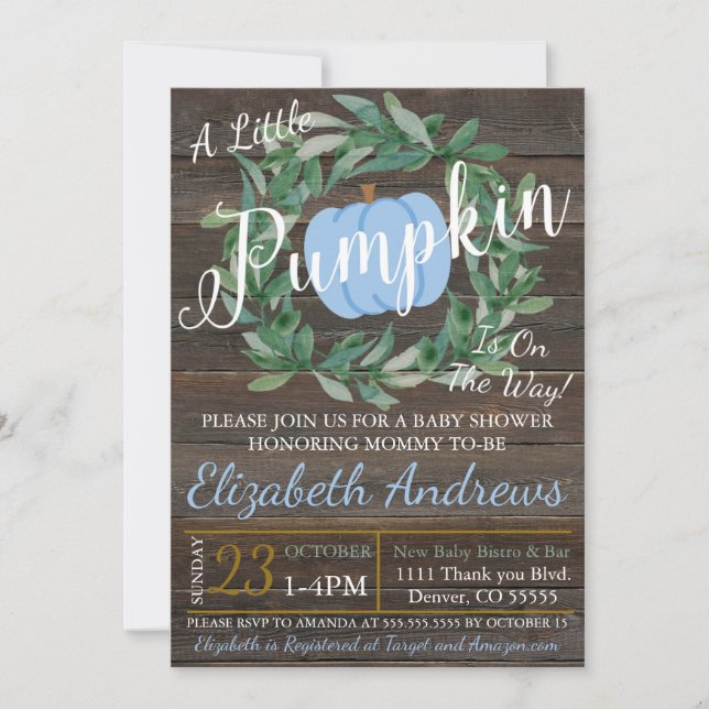 Invitation Rustic BOY Fall Baby shower (Devant)
