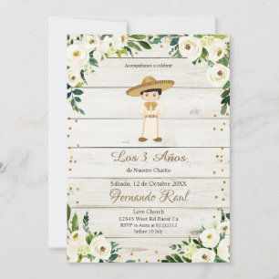 Invitation Rustic Boy Invitaciones Tres Anos, 