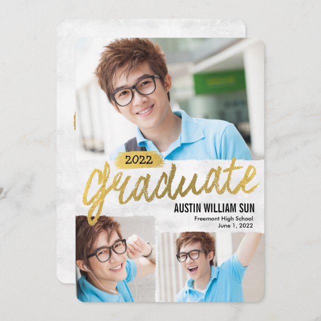 Invitation Rustic Brush Graduation Announcement Invite (Devant / Derrière)