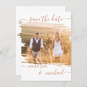 Invitation Rustic Brush stroke Mariage Photo Enregistrer la d