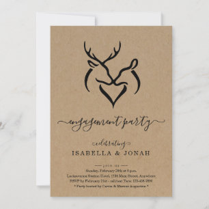 Invitation Rustic Buck & Doe Deer Antlers