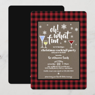 Invitation Rustic Buffalo Plaid Christmas Cocktail Party
