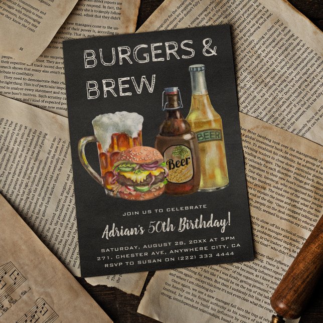 Invitation Rustic Burgers & Brew Anniversaire BBQ (Créateur téléchargé)