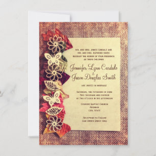 Invitation Rustic Burlap et Feuilles Mariages de automne