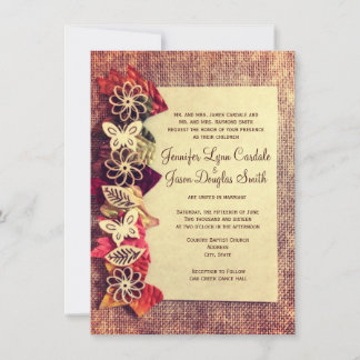 Invitation Rustic Burlap et Feuilles Mariages de automne