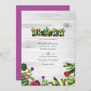 Invitation Rustic Cactus Succulents QR Code RSVP Mariage