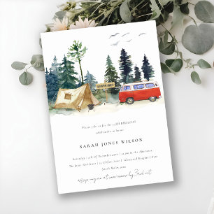 Invitation Rustic Camping Aquarelle Pine Forest Anniversaire