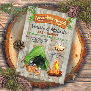 Invitation Rustic Camping Baby shower d'aventure