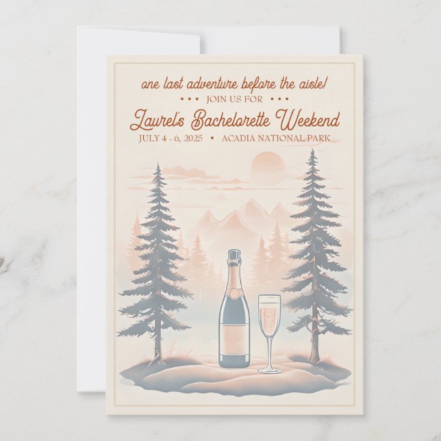 Invitation Rustic Camping Bachelorette Invitation, 5 x 7 sur  (Devant)