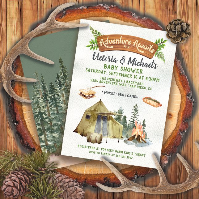 Invitation Rustic Camping Tente Baby shower d'aventure (Créateur téléchargé)