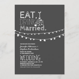 Invitation Rustic Chalkboard Mangez Boire Et Soyez Marié Mari