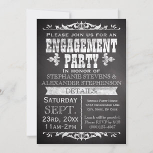 Invitation Rustic Chalkboard Vintage Engagement Party