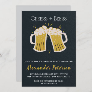 Invitation Rustic Cheers Beers Chalkboard Hommes 49e annivers