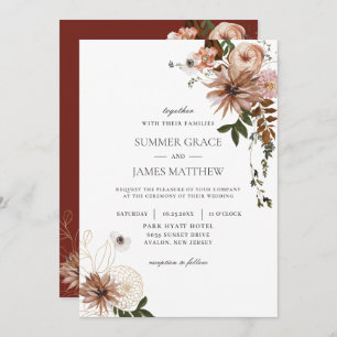Invitation Rustic Chic Brown crème Blush Mariage de automne i