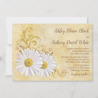 Invitation Rustic Chic Elegant Shasta Daisy Mariage