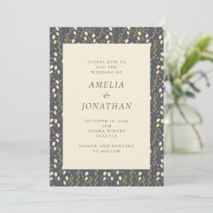 Invitation Rustic Chic Navy Garden Floral Mariage élégant