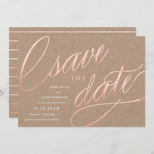 Invitation Rustic Chic Rose Gold Enregistrer les dates   Or R
