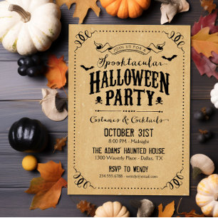 Invitation Rustic Chic Spooktacular Parti d'Halloween