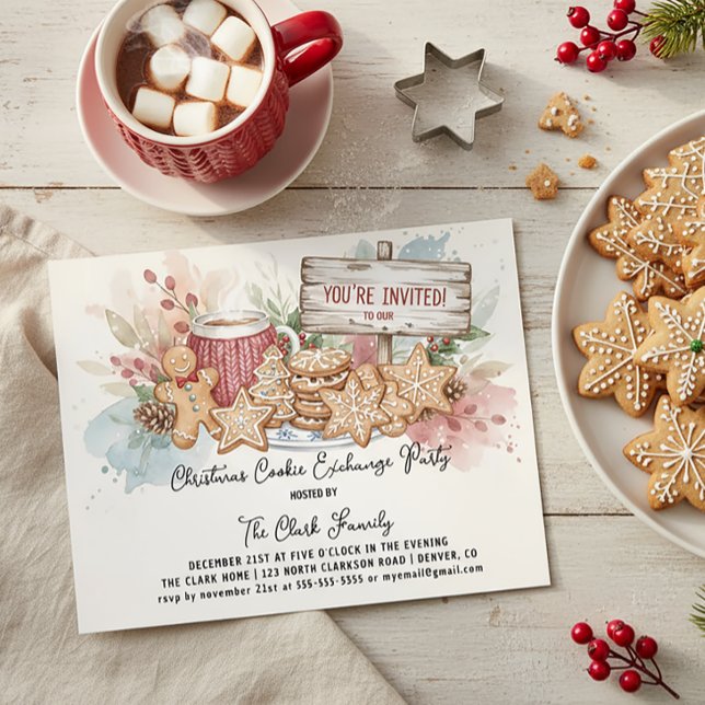 Invitation Rustic Christmas Cookie Exchange Party Design (Créateur téléchargé)