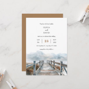 Invitation Rustic Coastal Boardwalk Art Beach Mariage