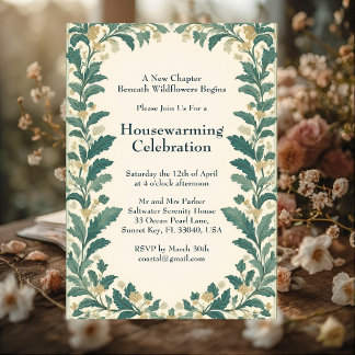 Invitation Rustic Cottagecore William Morris Art Housewarming