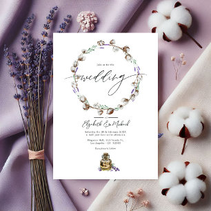 Invitation Rustic Cotton Lavender Pays Barre Mariage Photo