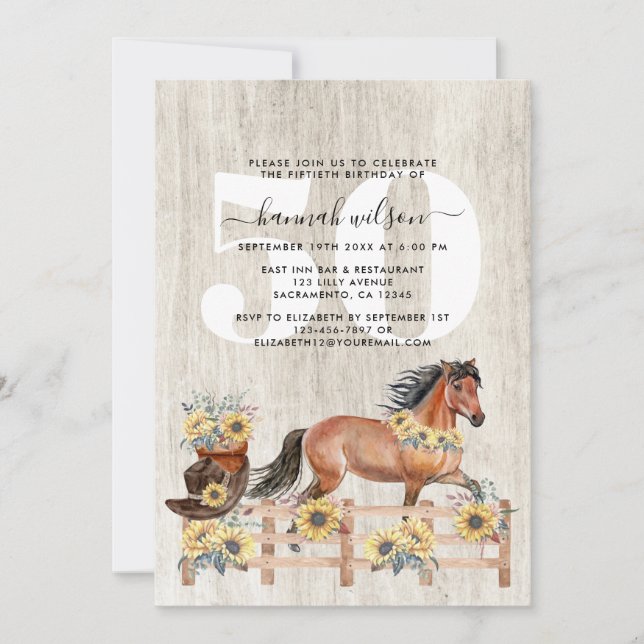 Invitation Rustic Country 50e fête d'anniversaire (Devant)