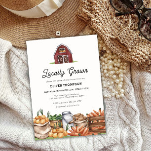 Invitation Rustic Country Baby shower végétarien cultivé loca