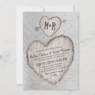 Invitation Rustic Country Bark Birch Mariage