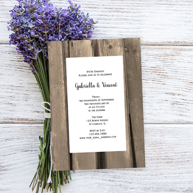 Invitation Rustic Country Barn Wood (Set a rustic tone for your barn party engagement celebration with this charming invitation.)
